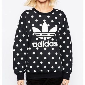 Adidas Originals Polka Dot Trefoil sweatshirt black and white top size medium
